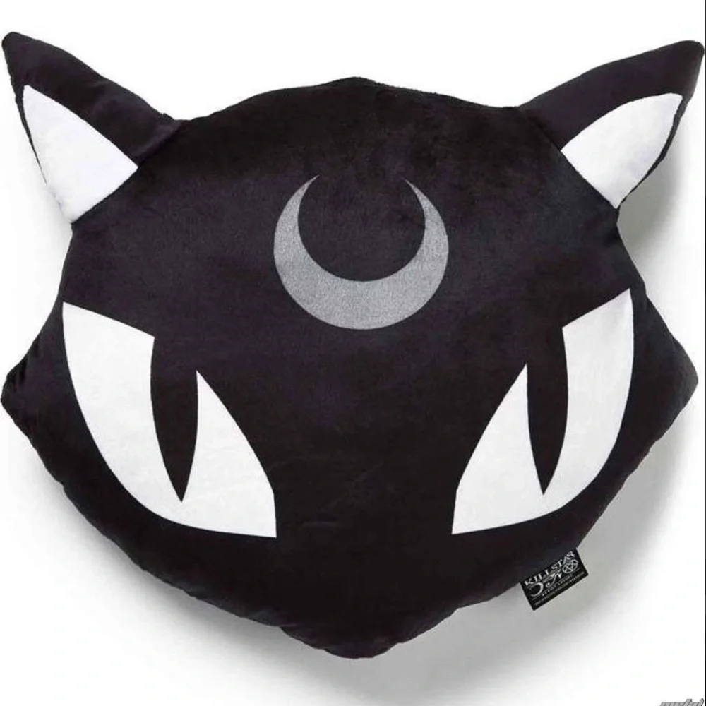 Killstar Black Cat Face Pillow